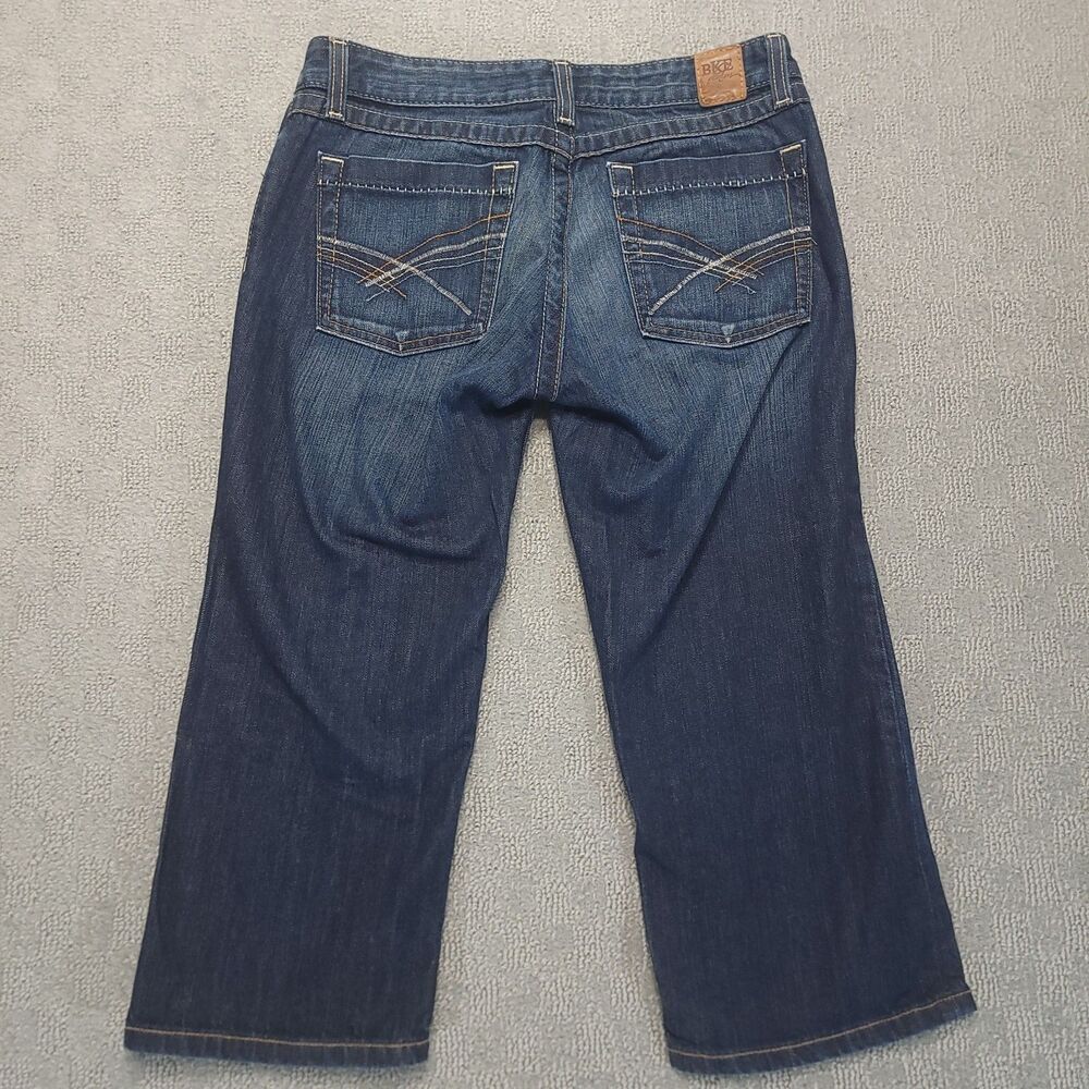 BKE Denim Womens 28 (30x20) Jeans Cropped Low Rise Stretch Embroidered Blue - Picture 2 of 11